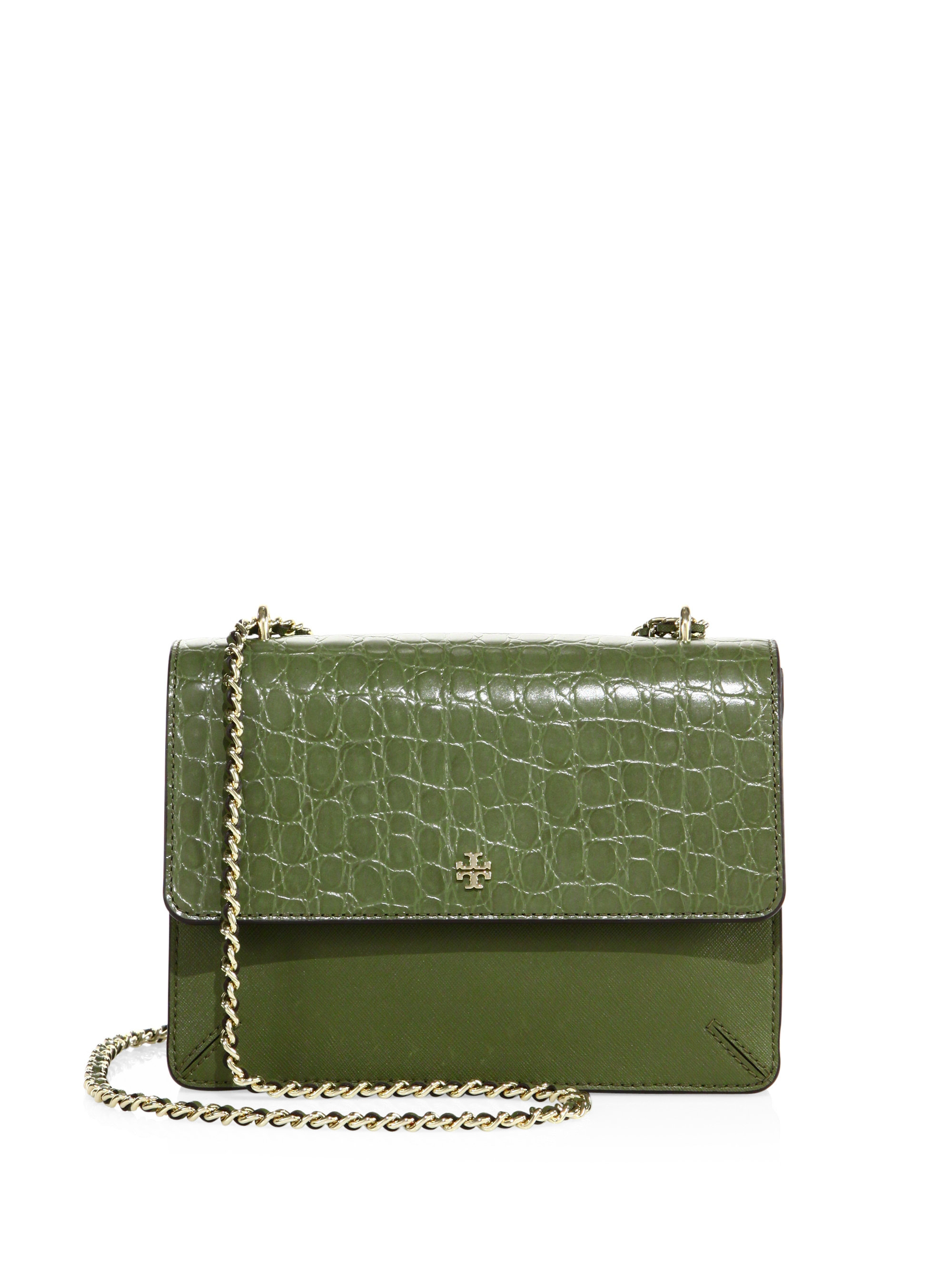 Tory Burch Robinson Convertible Crocembossed Leather Crossbody Bag in